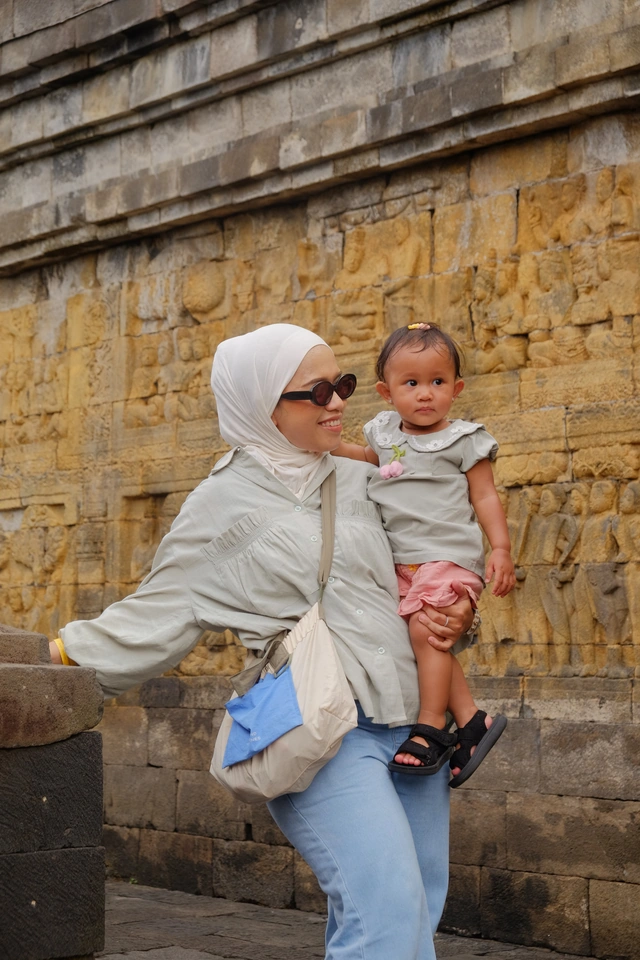 Exploring Borobudur with our smallest companion.